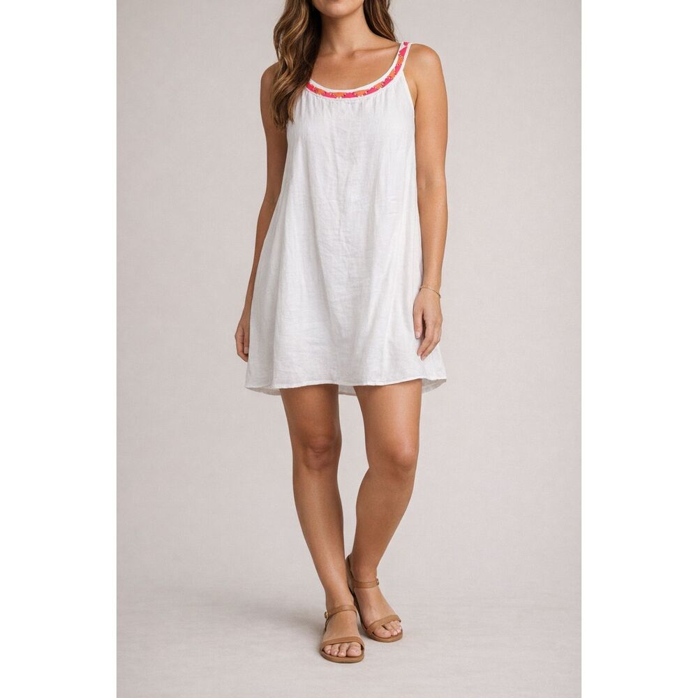 Lane Bryant White Embroidered Swing Dress 18/20 Boho Summer Cotton